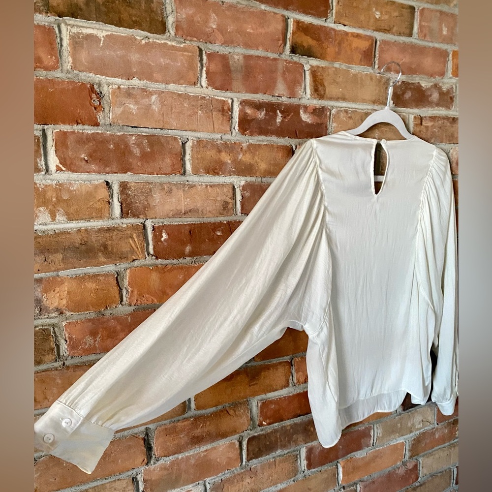 ANTHROPOLOGIE DOLAN left coast hewson top ivory blouse balloon sleeves medium - Picture 10 of 11